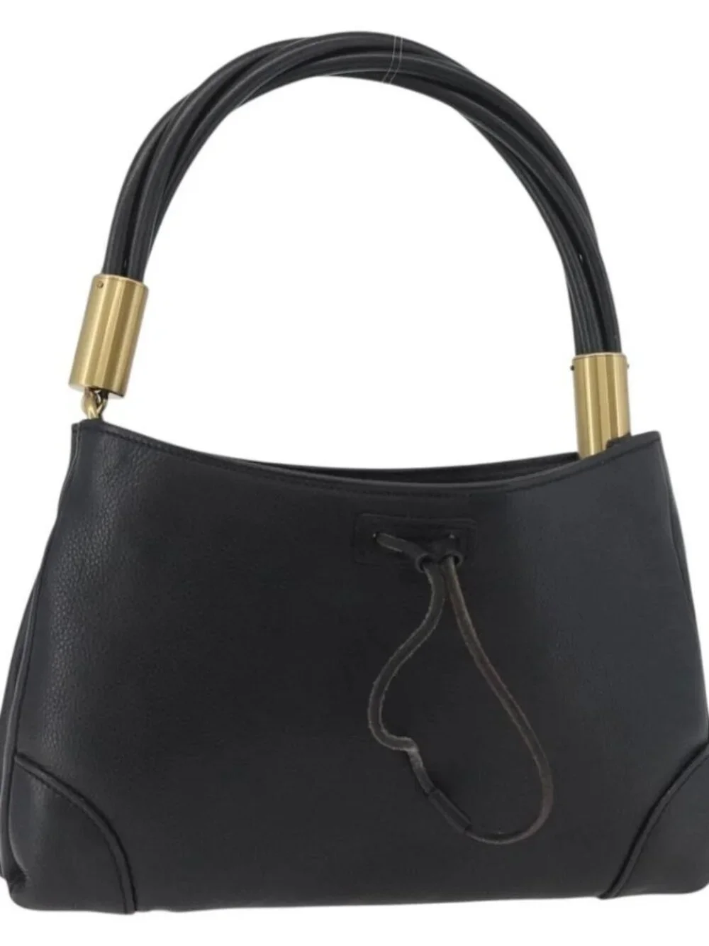 GUCCI Shoulder Bag Leather Black Gold 108964 Auth